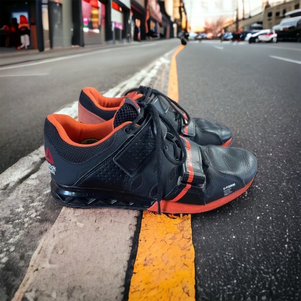 Reebok CrossFit Lifter Plus 2.0 Weightlifting Shoes Black Orange Mens Size 7.5